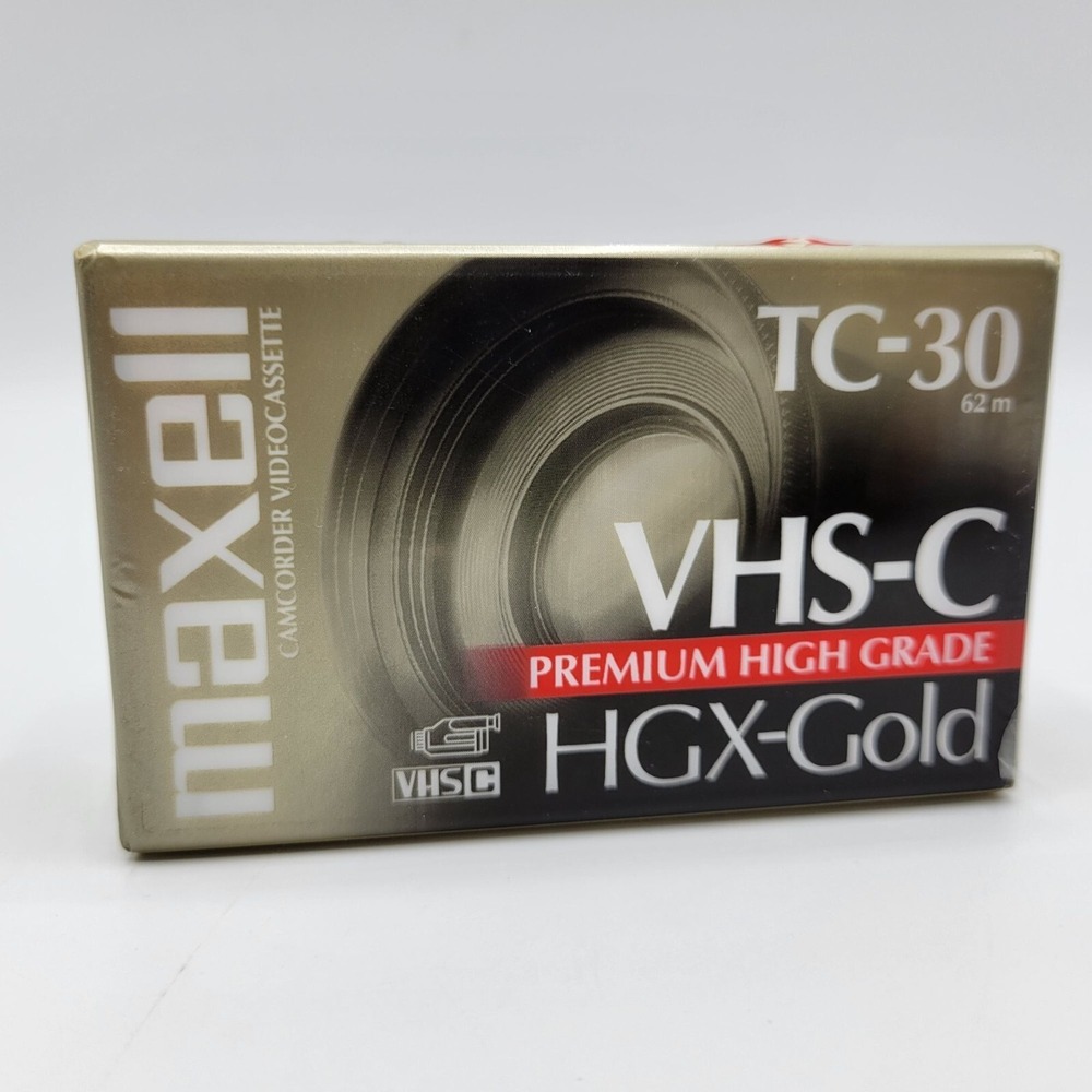 Sealed Maxell TC-30 VHS-C Premium HighGrade 62m Camcorder Videocassette HGX-Gold